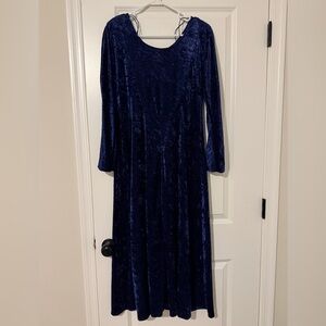 Vintage All That Jazz Blue Velvet Long Maxi Dress Victorian Whimsigoth Size S